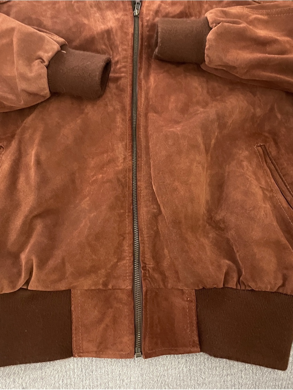 VTG 70’s Retro Rockland Leather Bomber Suede Brown - Large - Picture 5 of 9